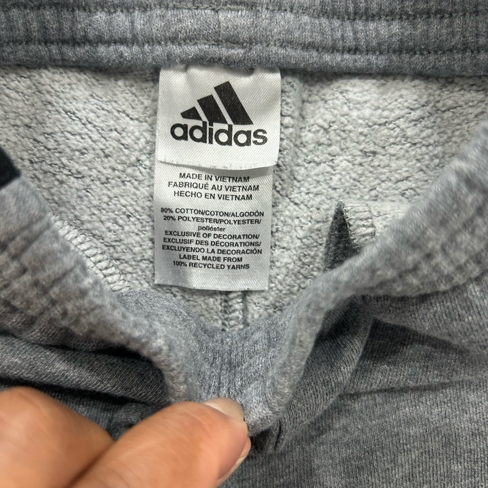 Adidas Kids Gray Sweatpants with Black Stripes - Picture 3 of 6
